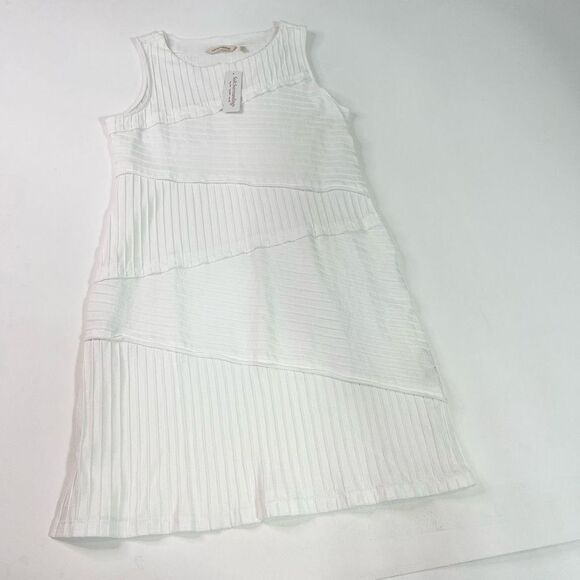 Soft Surroundings Missy Tank Dress Womens Medium White Textured Knit Midi New - Picture 1 of 9